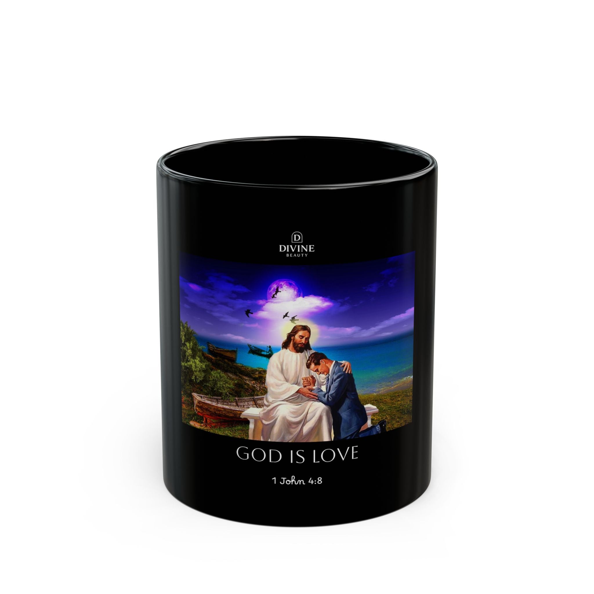 God is Love Black Mug - Inspirational Coffee Cup, Christian Gift, Prayer Mug, Faith-Based Kitchen Decor, Perfect for Holidays