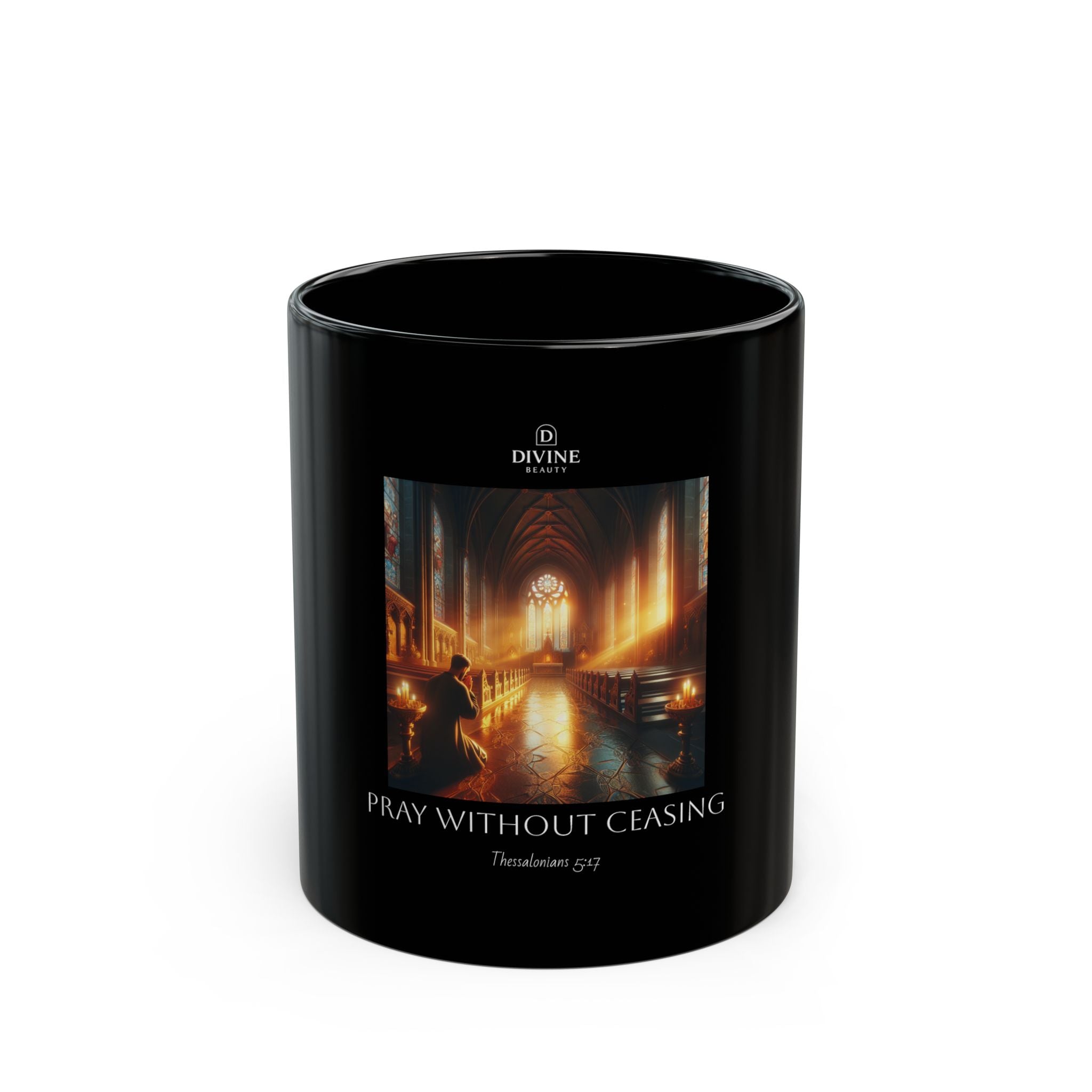 Spiritual Black Mug with Inspiring Quote, Motivational Gift for Friends, Cozy Coffee Cup, Prayer Mug for Meditation