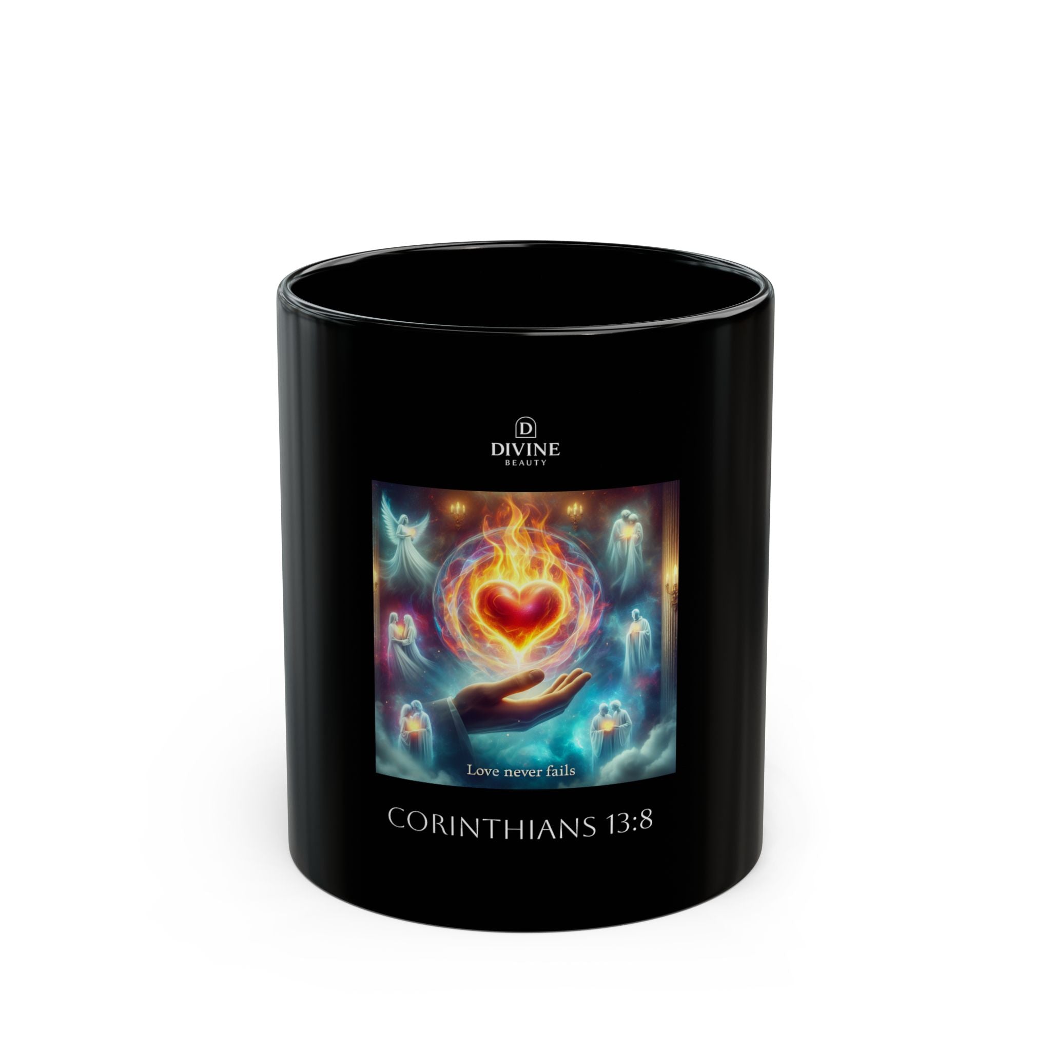 Cool Inspirational Black Mug with Corinthians 13:8 Design, Perfect for Coffee Lovers, Gift for Friends, Motivational Office Decor, [...]