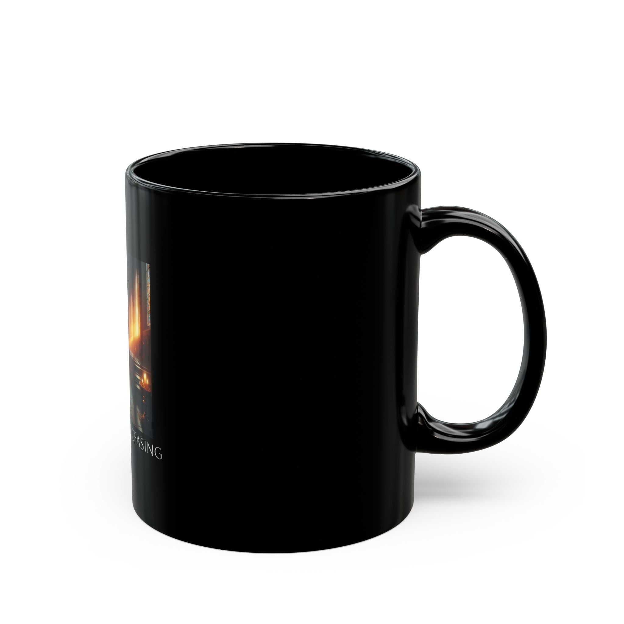 Spiritual Black Mug with Inspiring Quote, Motivational Gift for Friends, Cozy Coffee Cup, Prayer Mug for Meditation