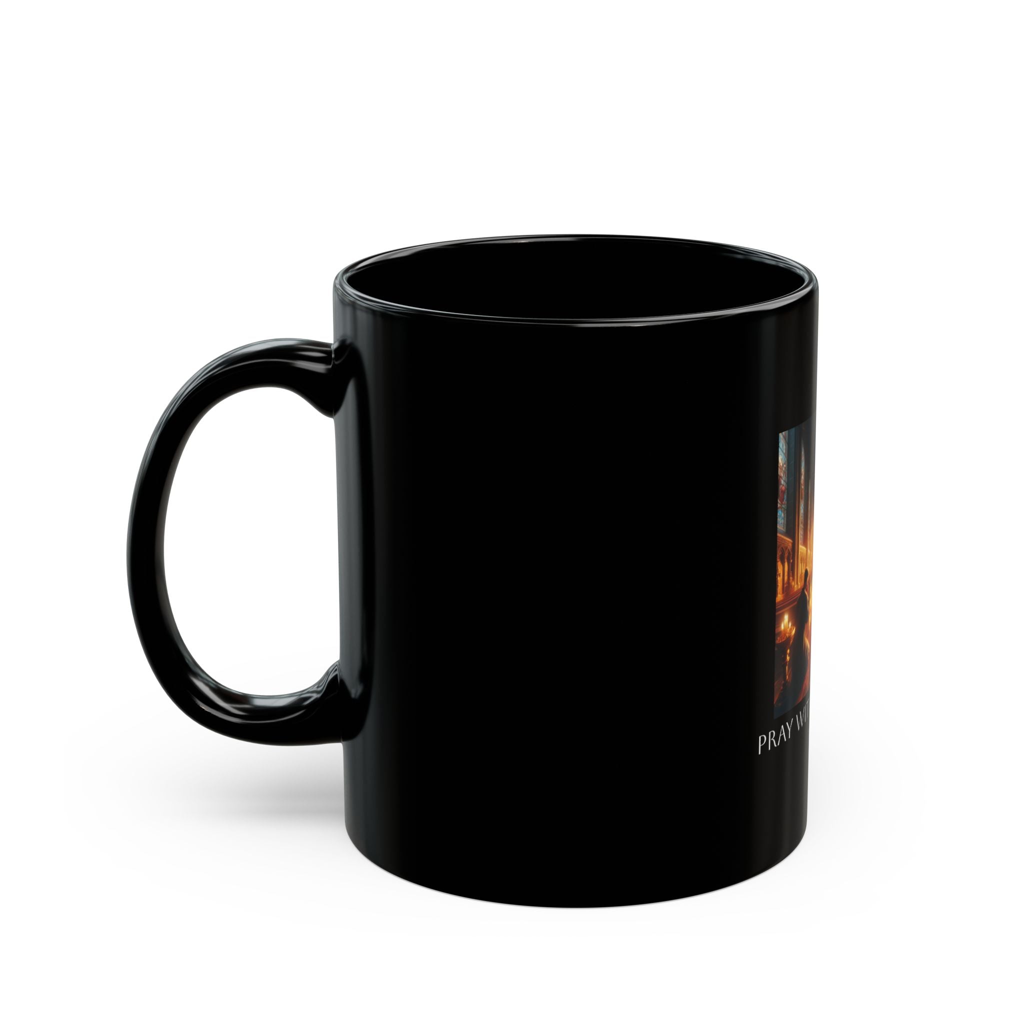 Spiritual Black Mug with Inspiring Quote, Motivational Gift for Friends, Cozy Coffee Cup, Prayer Mug for Meditation